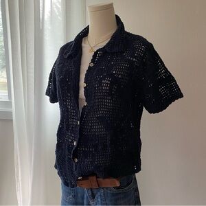 Short sleeve crochet cardigan